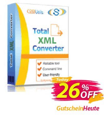 Coolutils Total XML Converter - Commercial License  Gutschein 15% OFF Coolutils Total XML Converter, verified Aktion: Dreaded discounts code of Coolutils Total XML Converter, tested & approved
