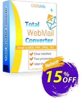 Coolutils Total Webmail Converter (Site License) discount coupon 15% OFF Coolutils Total Webmail Converter (Site License), verified - Dreaded discounts code of Coolutils Total Webmail Converter (Site License), tested & approved