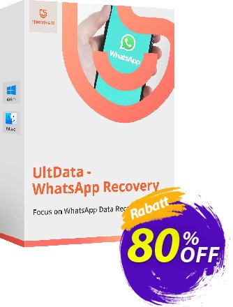 Tenorshare UltData WhatsApp Recovery for MAC (1 Month) Coupon, discount 80% OFF Tenorshare UltData WhatsApp Recovery for MAC (1 Month), verified. Promotion: Stunning promo code of Tenorshare UltData WhatsApp Recovery for MAC (1 Month), tested & approved