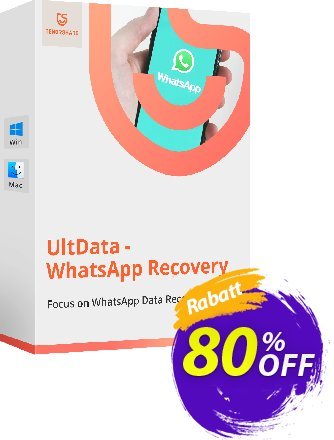 Tenorshare UltData WhatsApp Recovery for MAC - 1 Year  Gutschein 80% OFF Tenorshare UltData WhatsApp Recovery for MAC (1 Year), verified Aktion: Stunning promo code of Tenorshare UltData WhatsApp Recovery for MAC (1 Year), tested & approved