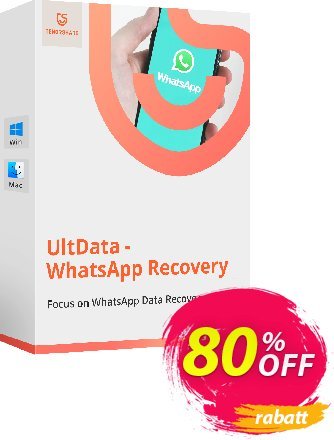 Tenorshare UltData WhatsApp Recovery for MAC Lifetime Coupon, discount 80% OFF Tenorshare UltData WhatsApp Recovery for MAC Lifetime, verified. Promotion: Stunning promo code of Tenorshare UltData WhatsApp Recovery for MAC Lifetime, tested & approved