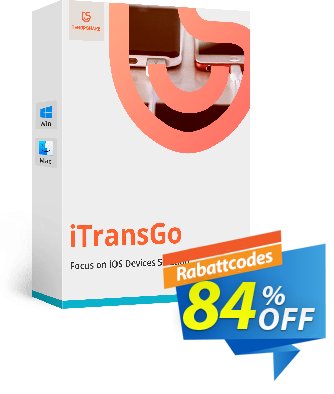 Tenorshare iTransGo for Mac - 11-15 Devices  Gutschein 84% OFF Tenorshare iTransGo for Mac (11-15 Devices), verified Aktion: Stunning promo code of Tenorshare iTransGo for Mac (11-15 Devices), tested & approved