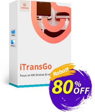 Tenorshare iTransGo for Mac (1 Month) Coupon, discount 64% OFF Tenorshare iTransGo for Mac (1 Month), verified. Promotion: Stunning promo code of Tenorshare iTransGo for Mac (1 Month), tested & approved