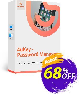 Tenorshare 4uKey Password Manager - 1 Year License  Gutschein 68% OFF Tenorshare 4uKey Password Manager (1 Year License), verified Aktion: Stunning promo code of Tenorshare 4uKey Password Manager (1 Year License), tested & approved