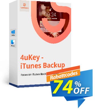 Tenorshare 4uKey iTunes Backup Gutschein 74% OFF Tenorshare 4uKey iTunes Backup, verified Aktion: Stunning promo code of Tenorshare 4uKey iTunes Backup, tested & approved