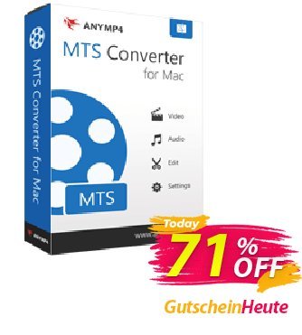 AnyMP4 MTS Converter for Mac Coupon, discount AnyMP4 coupon (33555). Promotion: 