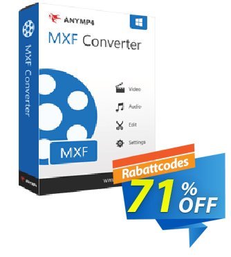 AnyMP4 MXF Converter Lifetime Coupon, discount AnyMP4 coupon (33555). Promotion: 