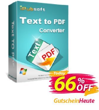 iPubsoft Text to PDF Converter Coupon, discount 65% disocunt. Promotion: 