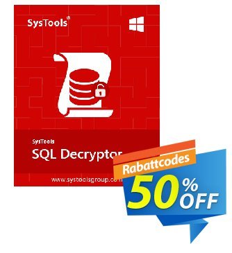 SysTools SQL Decryptor (Business) Coupon, discount SysTools coupon 36906. Promotion: 