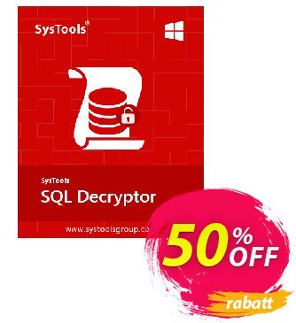 SysTools SQL Decryptor (Enterprise) Coupon, discount SysTools coupon 36906. Promotion: 