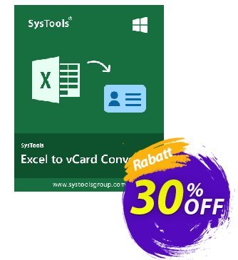 SysTools Excel CSV to vCard (Enterprise License) Coupon, discount SysTools coupon 36906. Promotion: 