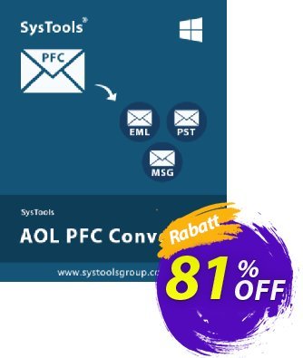 SysTools AOL PFC Converter Gutschein 80% OFF SysTools AOL PFC Converter, verified Aktion: Awful sales code of SysTools AOL PFC Converter, tested & approved
