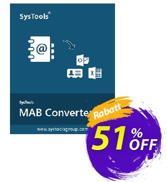 SysTools MAB Converter Coupon, discount 50% OFF SysTools Thunderbird Address Book Converter, verified. Promotion: Awful sales code of SysTools Thunderbird Address Book Converter, tested & approved