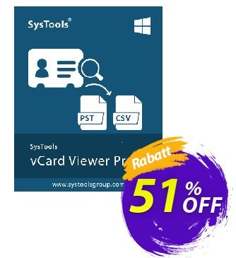 SysTools vCard Viewer Pro Coupon, discount SysTools Summer Sale. Promotion: amazing sales code of SysTools vCard Viewer Pro 2024