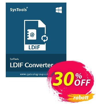 SysTools LDIF Converter (Enterprise License) Coupon, discount 30% OFF SysTools LDIF Converter (Enterprise License), verified. Promotion: Awful sales code of SysTools LDIF Converter (Enterprise License), tested & approved