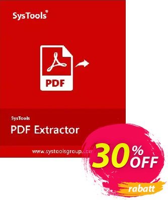 SysTools PDF Extractor (Business License) Coupon, discount SysTools Spring Offer. Promotion: Stirring discounts code of SysTools PDF Extractor 2024