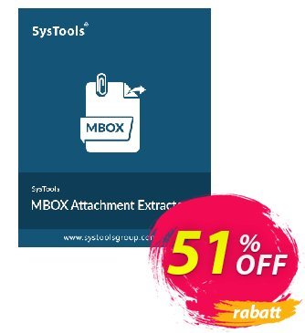 SysTools Mac MBOX Attachment Extractor Gutschein 50% OFF SysTools Mac MBOX Attachment Extractor, verified Aktion: Awful sales code of SysTools Mac MBOX Attachment Extractor, tested & approved