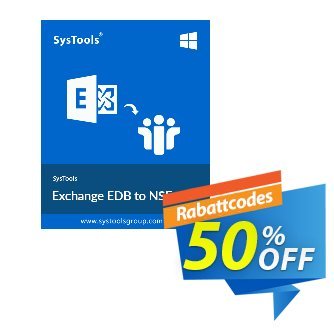 SysTools Exchange EDB to NSF Converter Coupon, discount 50% OFF SysTools Exchange EDB to NSF Converter, verified. Promotion: Awful sales code of SysTools Exchange EDB to NSF Converter, tested & approved