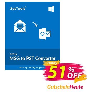 SysTools MSG to PST Converter Gutschein 50% OFF SysTools MSG to PST Converter, verified Aktion: Awful sales code of SysTools MSG to PST Converter, tested & approved