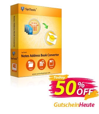 SysTools Notes Address Book Converter (Enterprise) Coupon, discount SysTools coupon 36906. Promotion: 