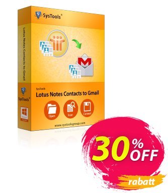 SysTools Lotus Notes Contacts to Gmail (Business) Coupon, discount SysTools coupon 36906. Promotion: 