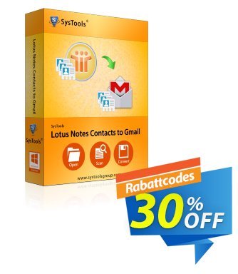 SysTools Lotus Notes Contacts to Gmail (Enterprise) Coupon, discount SysTools coupon 36906. Promotion: 