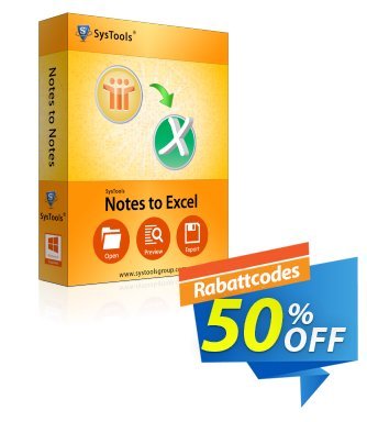 SysTools Notes to Excel (Business) Coupon, discount SysTools coupon 36906. Promotion: 