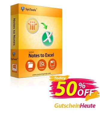 SysTools Notes to Excel - Enterprise  Gutschein SysTools coupon 36906 Aktion: 