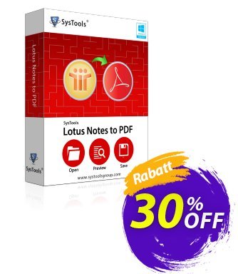 SysTools Lotus Notes to PDF Converter (Business) Coupon, discount SysTools coupon 36906. Promotion: 