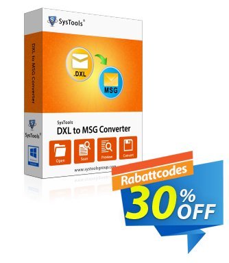 SysTools DXL to MSG Converter Coupon, discount SysTools Summer Sale. Promotion: 