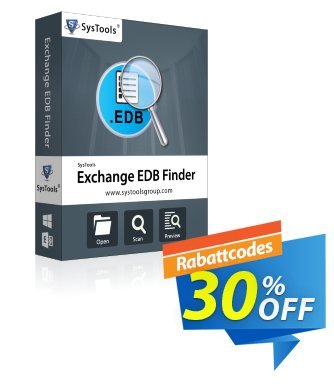 SysTools EDB Finder (Business License) Coupon, discount SysTools coupon 36906. Promotion: 