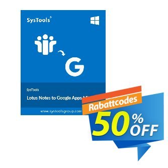 Lotus Notes to Google Apps - 500 Users License Coupon, discount SysTools Summer Sale. Promotion: 
