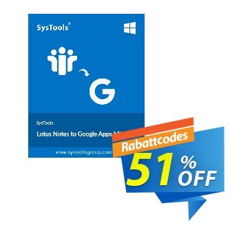 Lotus Notes to Google Apps - 5 Users License discount coupon 30% OFF Lotus Notes to Google Apps - 5 Users License, verified - Awful sales code of Lotus Notes to Google Apps - 5 Users License, tested & approved