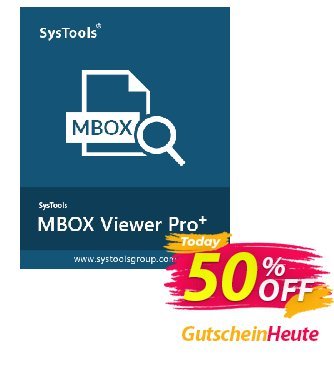 MBOX Viewer Pro Plus (25 User License) Coupon, discount SysTools coupon 36906. Promotion: 