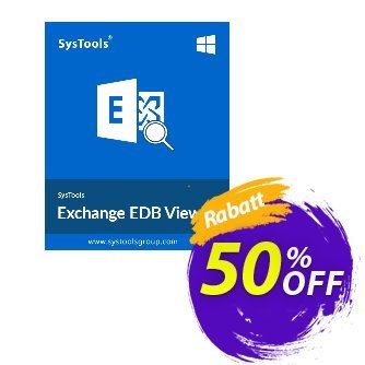 SysTools Exchange EDB Viewer PRO Gutschein 50% OFF SysTools Exchange EDB Viewer, verified Aktion: Awful sales code of SysTools Exchange EDB Viewer, tested & approved