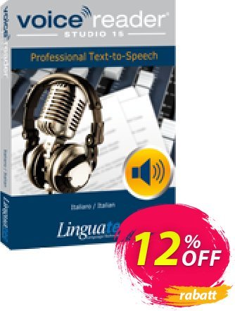 Voice Reader Studio 15 ITI / Italiano/Italian discount coupon Coupon code Voice Reader Studio 15 ITI / Italiano/Italian - Voice Reader Studio 15 ITI / Italiano/Italian offer from Linguatec