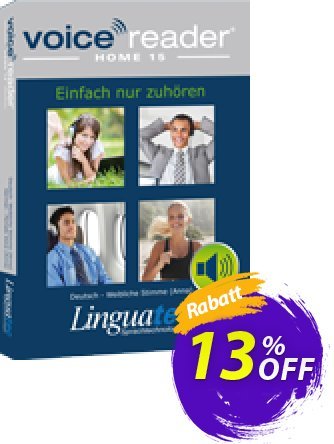 Voice Reader Home 15 Deutsch - Weibliche Stimme [Anna] / German - Female voice [Anna] discount coupon Coupon code Voice Reader Home 15 Deutsch - Weibliche Stimme [Anna] / German - Female voice [Anna] - Voice Reader Home 15 Deutsch - Weibliche Stimme [Anna] / German - Female voice [Anna] offer from Linguatec