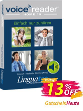 Voice Reader Home 15 English (American) - Male voice [Tom] discount coupon Coupon code Voice Reader Home 15 English (American) - Male voice [Tom] - Voice Reader Home 15 English (American) - Male voice [Tom] offer from Linguatec