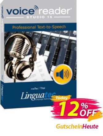 Voice Reader Studio 15 THT / Thai Gutschein Coupon code Voice Reader Studio 15 THT / Thai Aktion: Voice Reader Studio 15 THT / Thai offer from Linguatec