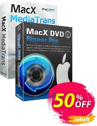 MacX DVD Ripper Pro + MacX MediaTrans (1 Year) discount coupon 50% OFF MacX DVD Ripper Pro + MacX MediaTrans 1 Year, verified - Stunning offer code of MacX DVD Ripper Pro + MacX MediaTrans 1 Year, tested & approved