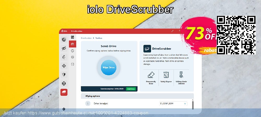 iolo DriveScrubber aufregende Förderung Bildschirmfoto