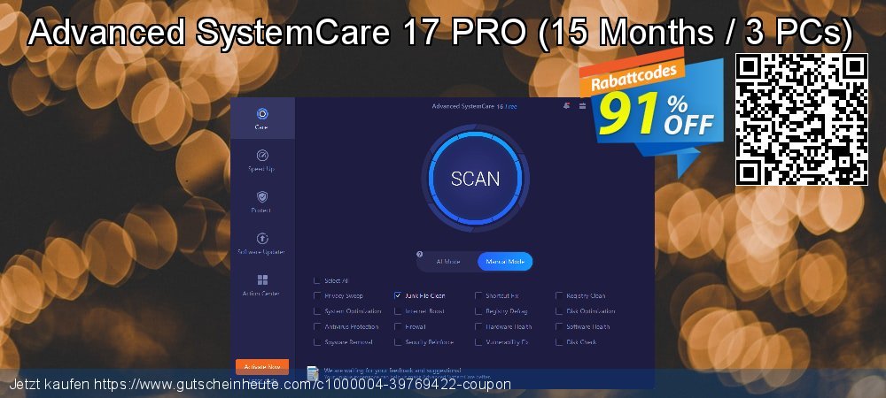 Advanced SystemCare 17 PRO - 15 Months / 3 PCs  beeindruckend Diskont Bildschirmfoto
