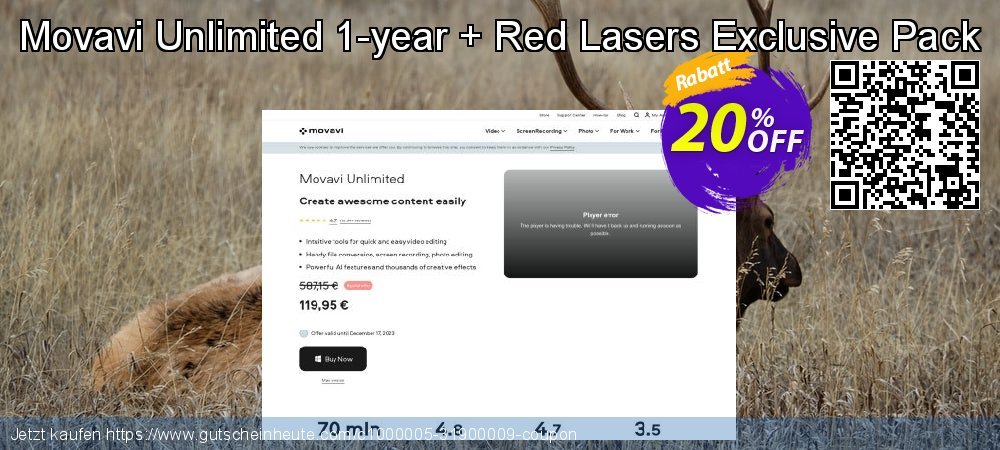 Movavi Unlimited 1-year + Red Lasers Exclusive Pack ausschließenden Außendienst-Promotions Bildschirmfoto