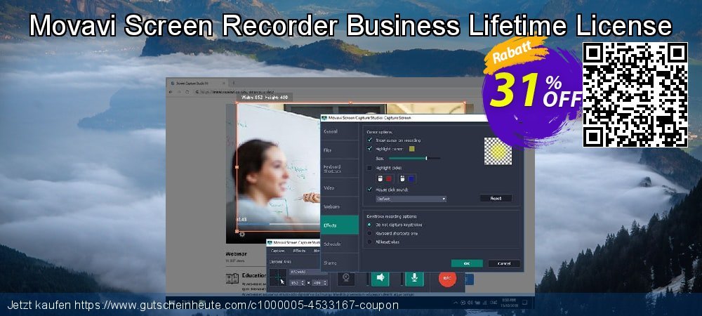 Movavi Screen Recorder Business Lifetime License ausschließenden Diskont Bildschirmfoto