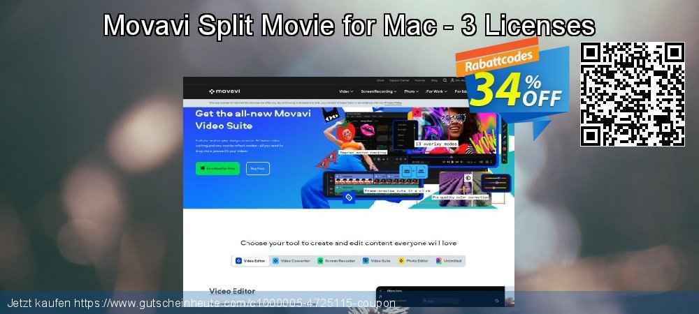 Movavi Split Movie for Mac - 3 Licenses klasse Ermäßigung Bildschirmfoto