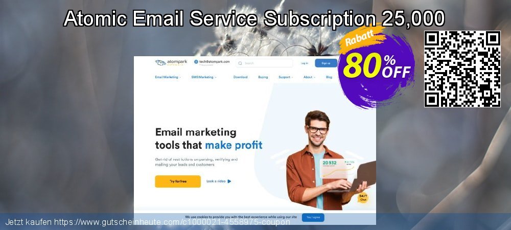 Atomic Email Service Subscription 25,000 spitze Angebote Bildschirmfoto