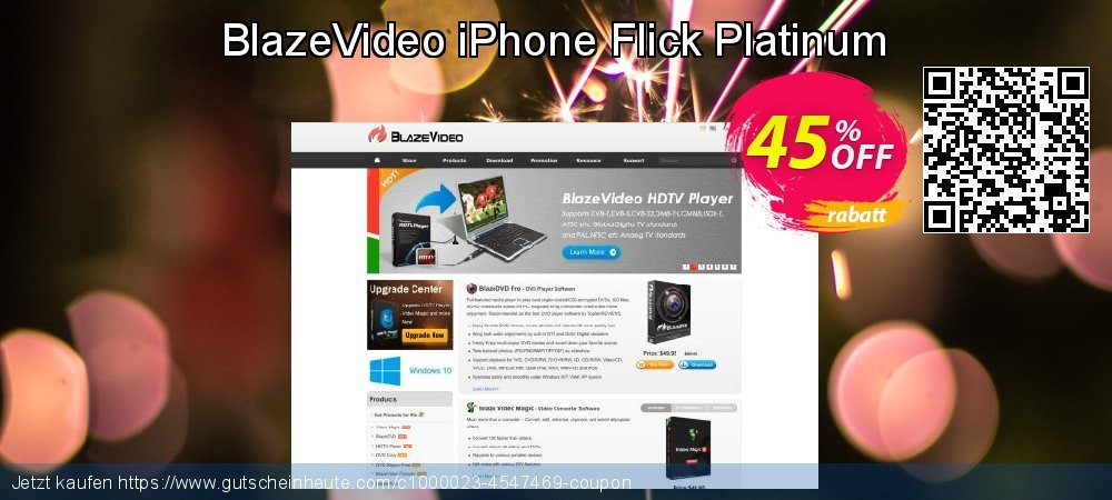 BlazeVideo iPhone Flick Platinum ausschließlich Sale Aktionen Bildschirmfoto