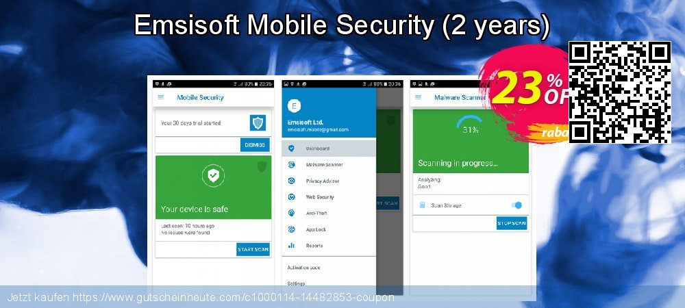 Emsisoft Mobile Security - 2 years  verwunderlich Außendienst-Promotions Bildschirmfoto