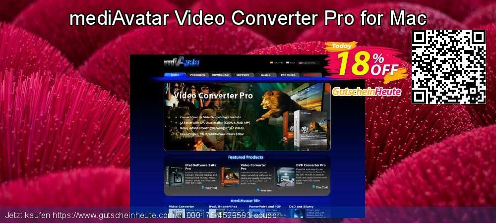 mediAvatar Video Converter Pro for Mac ausschließenden Diskont Bildschirmfoto