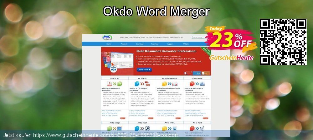 Okdo Word Merger ausschließlich Preisnachlässe Bildschirmfoto